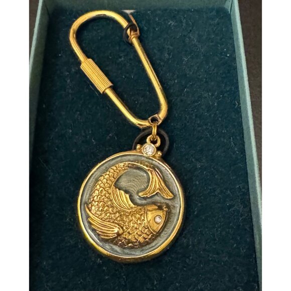 Vatican Library Collection Jewelry - Vatican Library Collection Goldtone Fish Medallion Keyring With Crystal Accents